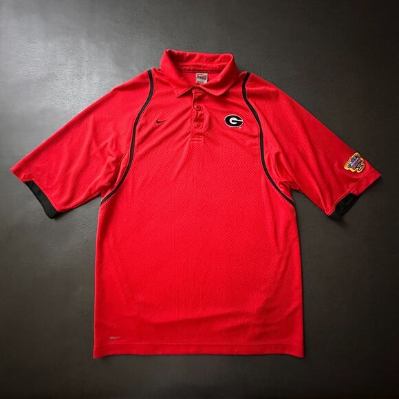 VTG Nike UGA Shirt Mens Large Red Y2k Sugar Bowl Polo Performance Preppy Dawgs - Picture 1 of 11